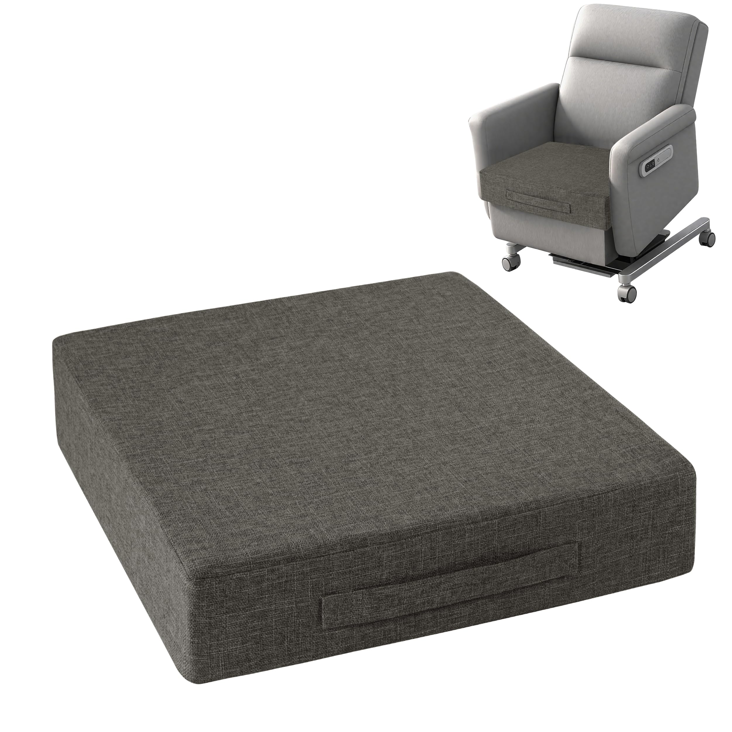 OVOV Recliner Cushions for Elderly 20"x20"x4" Thick Seat Cushion for Recliner Chair Large Square Non Slip Chair Pads with Washable Cover for Armchair Couch Dark Grey