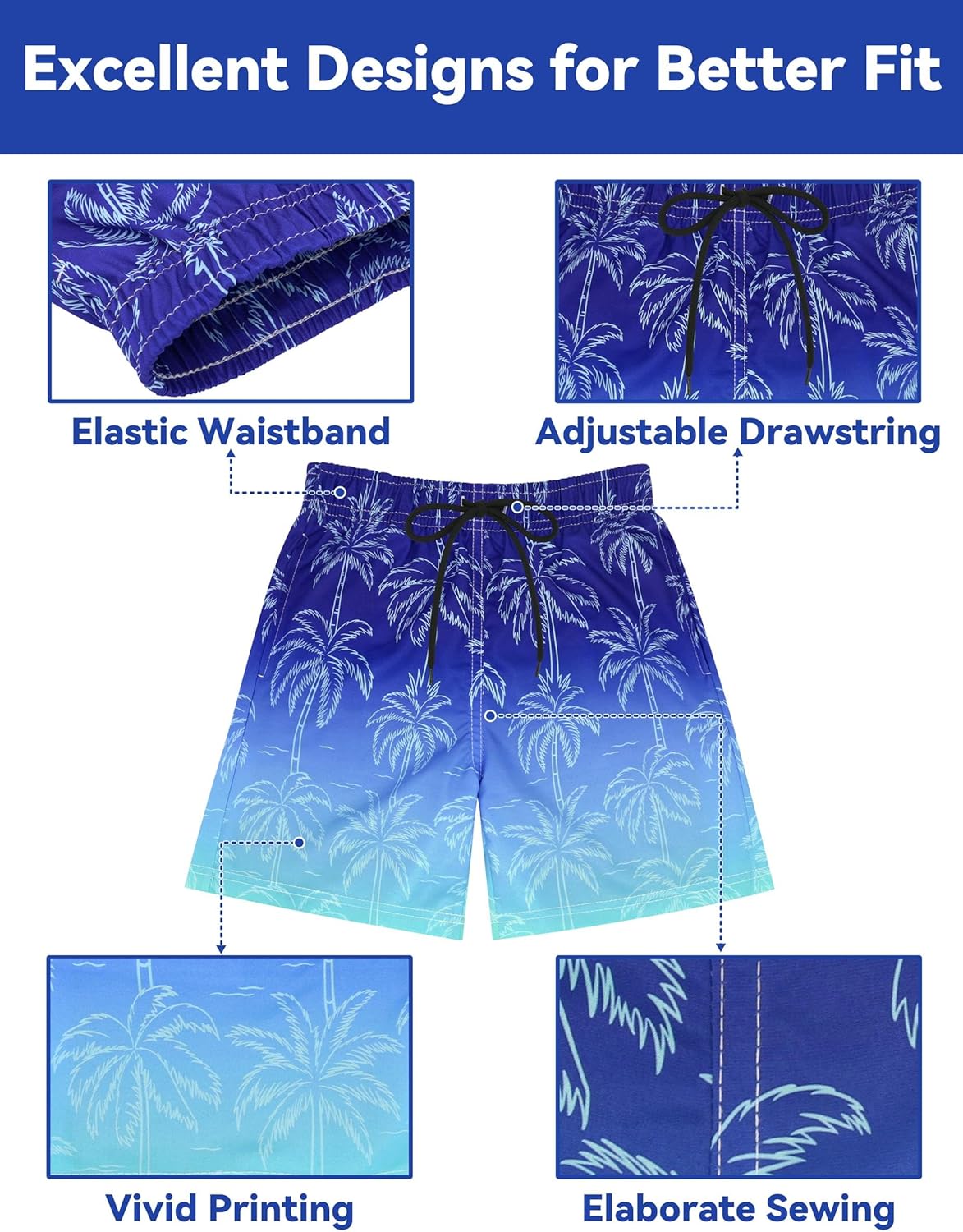 Olreco Youth Boys Swim Trunks with Compression Liner Boys Bathing Suit for Kids Swimsuits Teen Quick Dry Kids Board Shorts - Image 4