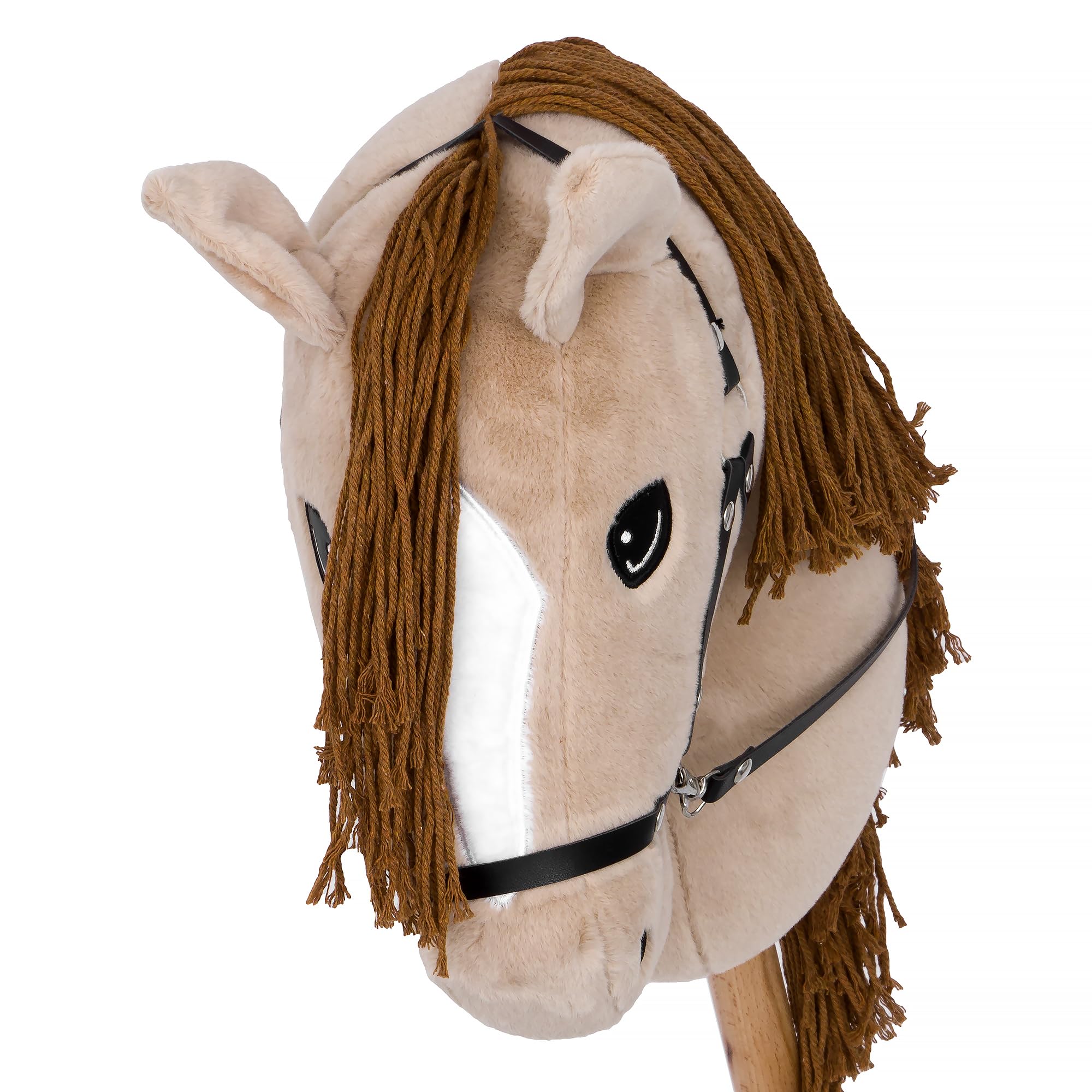 Start Hobby Horse Steckenpferd aus Plüsch mit Holzstock – Realistisches Stockpferd mit Langer Mähne zum Frisieren – Weiches Spielpferd für Kinder Hobby Horsing & Rollenspiele (Bonnie (Beige))
