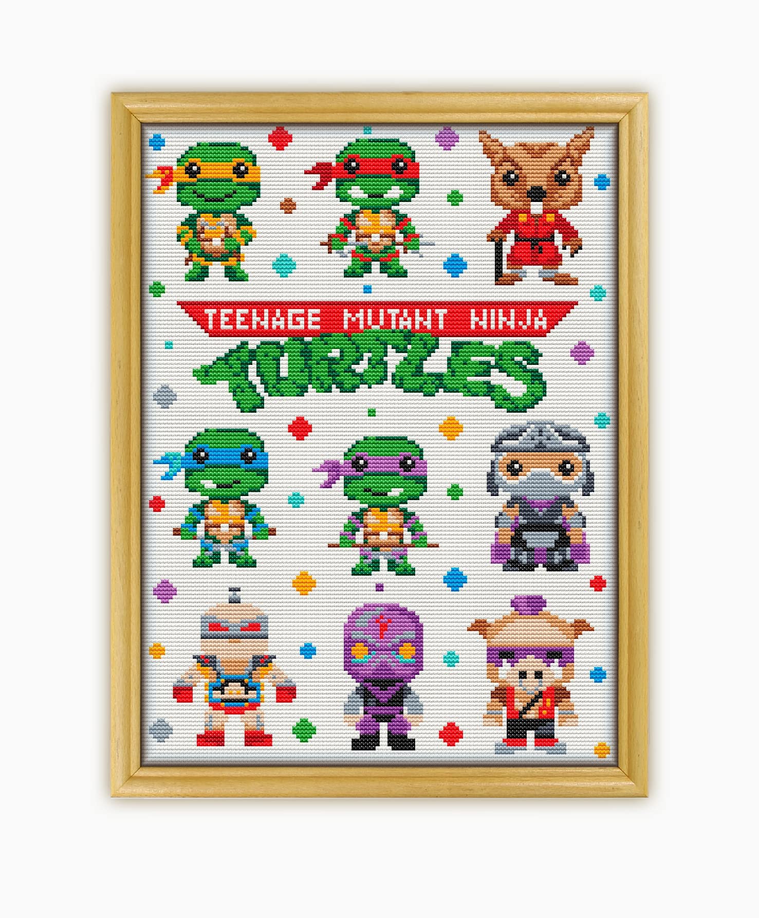 Main image of the Turtles Collection CS1740-2 cross stitch pattern, showing a colorful turtle design and various pattern sheets.