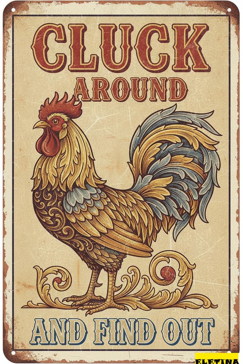 Personalized Sign for Man Cave Metal S Cluck Around And Find Out Vintage S Retro Aluminum Tin Garden Home Bar Cafe Decor 8x12 Inch Private Property Decorative