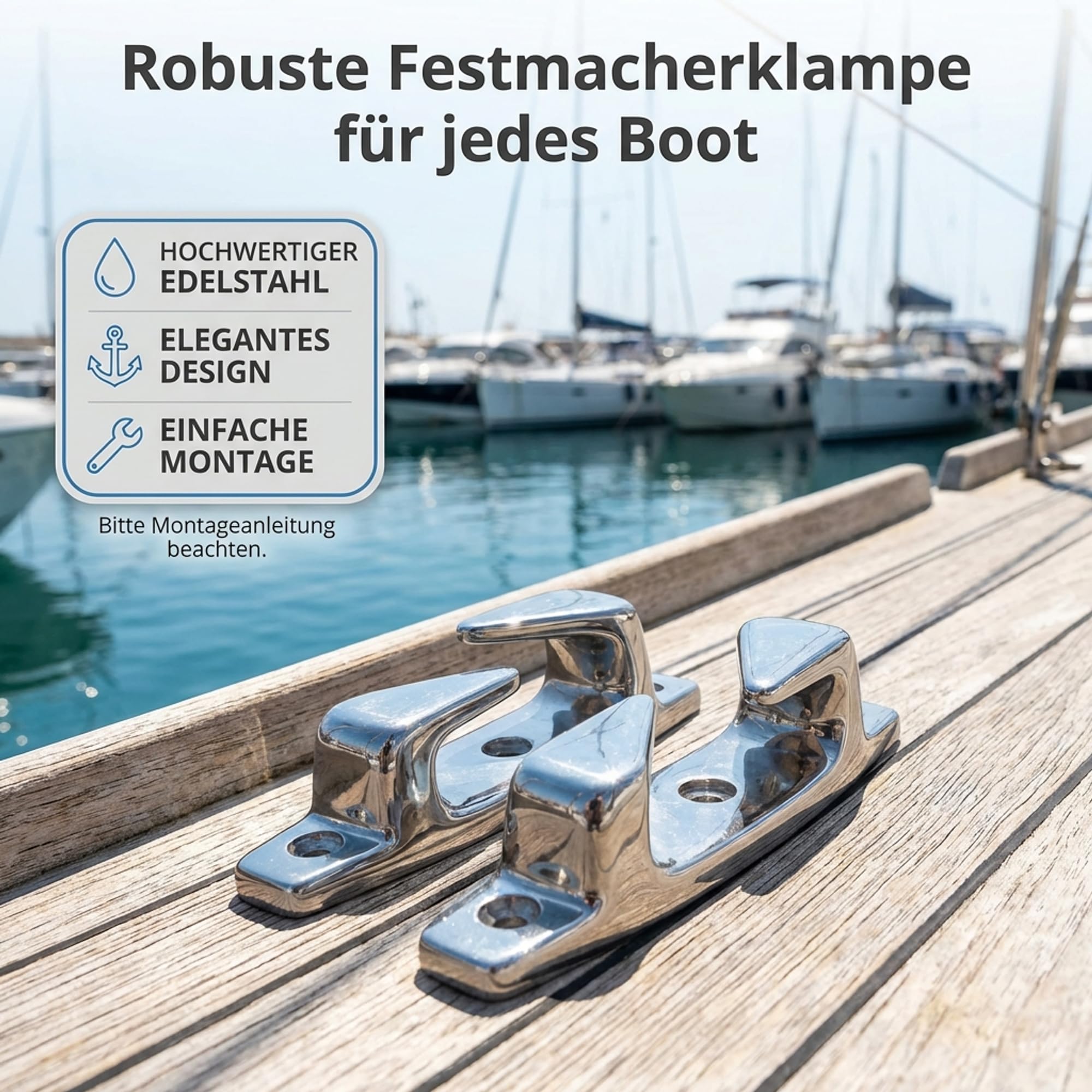 ARBO-INOX Klampe Lippklampen Set – Robuster Halt beim Festmachen – Edelstahl 114 mm