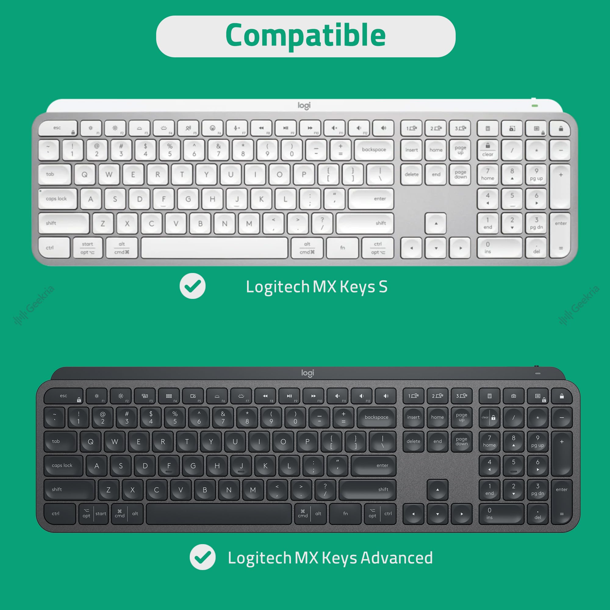 Funda de Transporte para Teclado Geekria, Compatible con Logitech MX Keys S/MX Keys Advanced, Estuche de Viaje rígido EVA (Gris Claro)