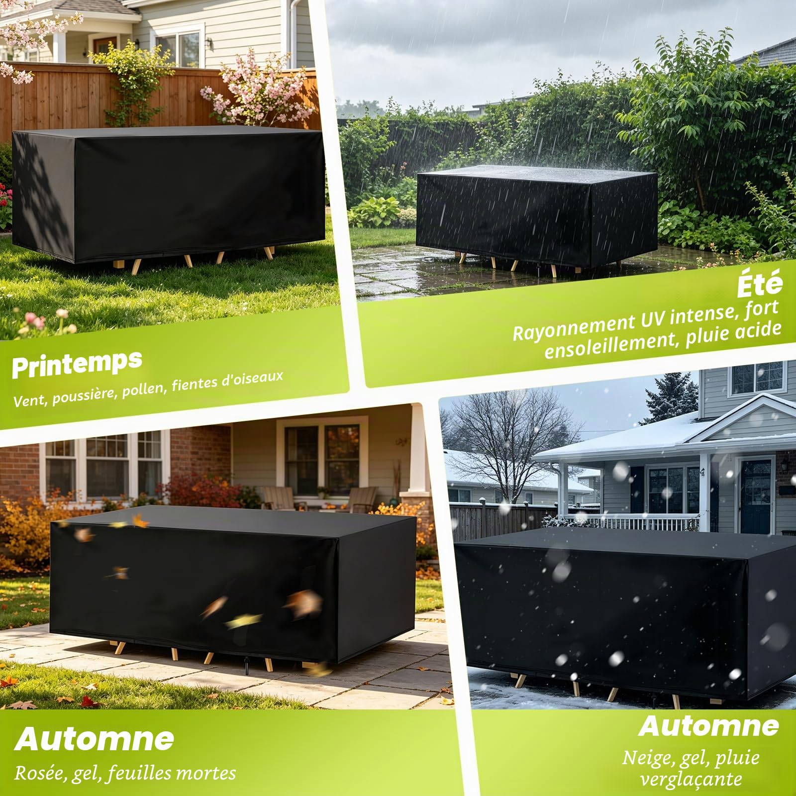 Housse de Table de Jardin Imperméable 420D Oxford 242x182x100cm