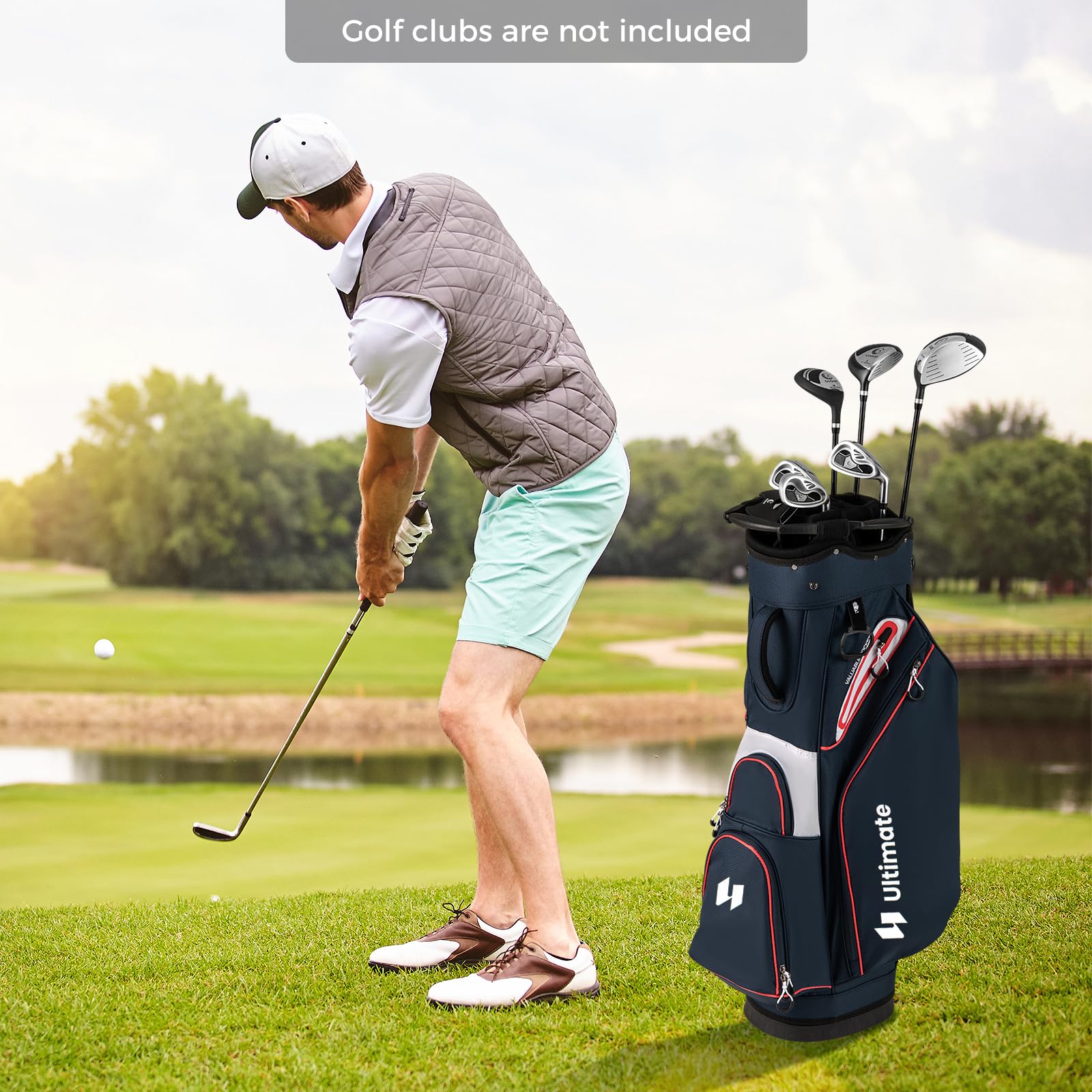 LIFEZEAL Borsa da golf 14 scomparti 6 tasche cappuccio antipioggia tracolla regolabile