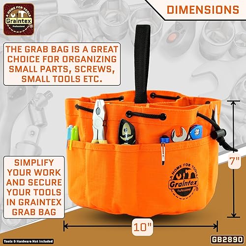 Miniatura 8 de Graintex GB2890 - Bolsa de agarre color naranja, lona Rip-stop de 18 bolsillos con cierre de cordón