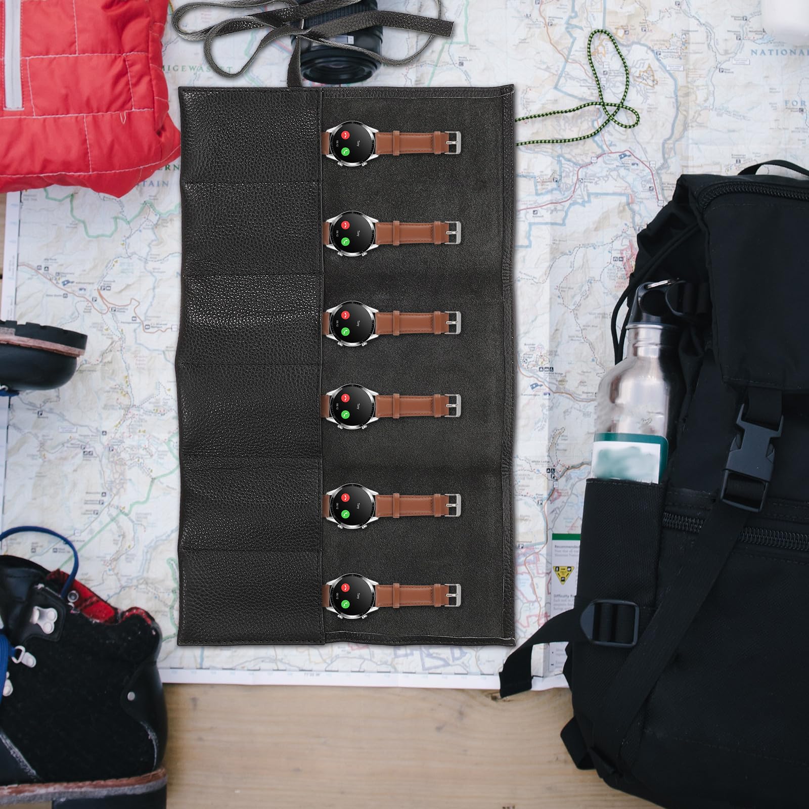 Uhrentasche aus Leder für Reise und Alltag Tragbarer Uhrenbehälter mit Stilvollem Design Klein Leicht und Schützt die Uhr Sauber und Ordentlich