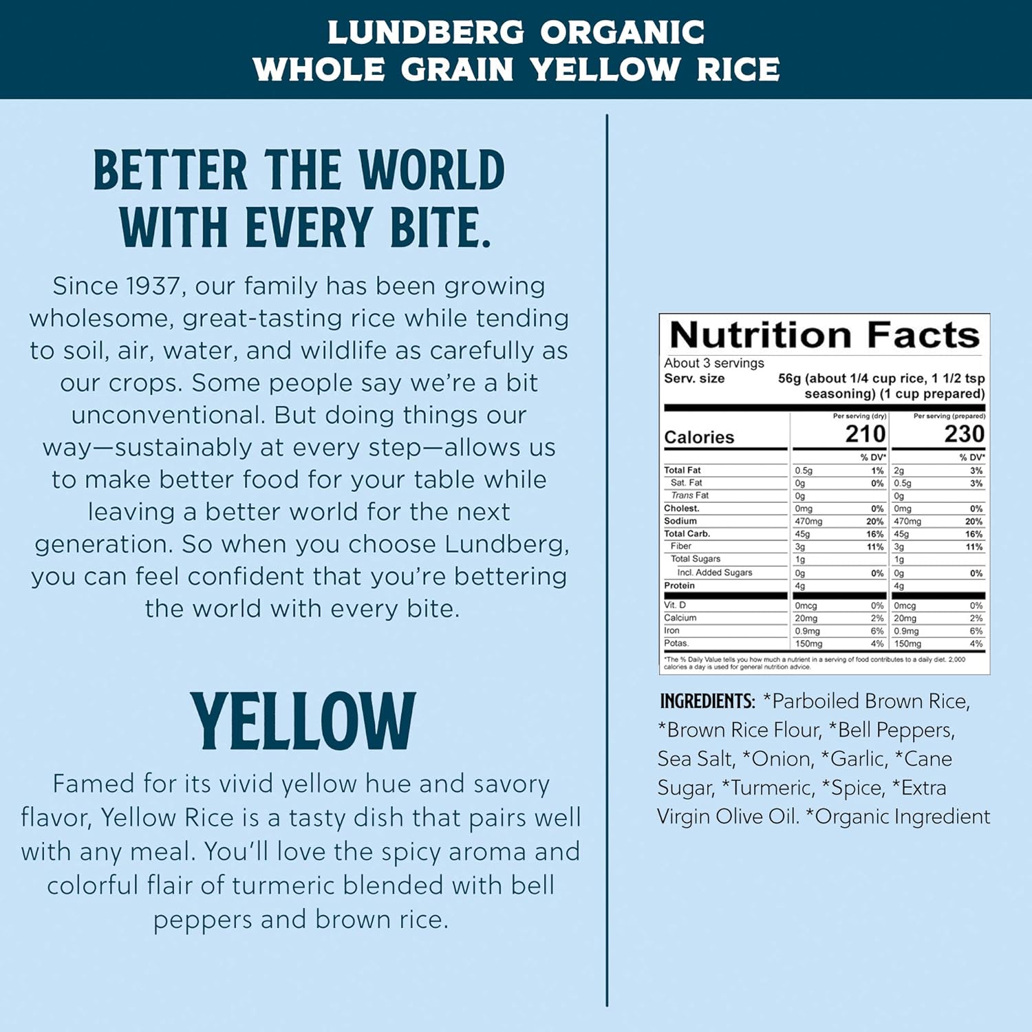 Lundberg Family Farms Organic Whole Grain Rice, Yellow, 6 Ounce (Pack of 6)