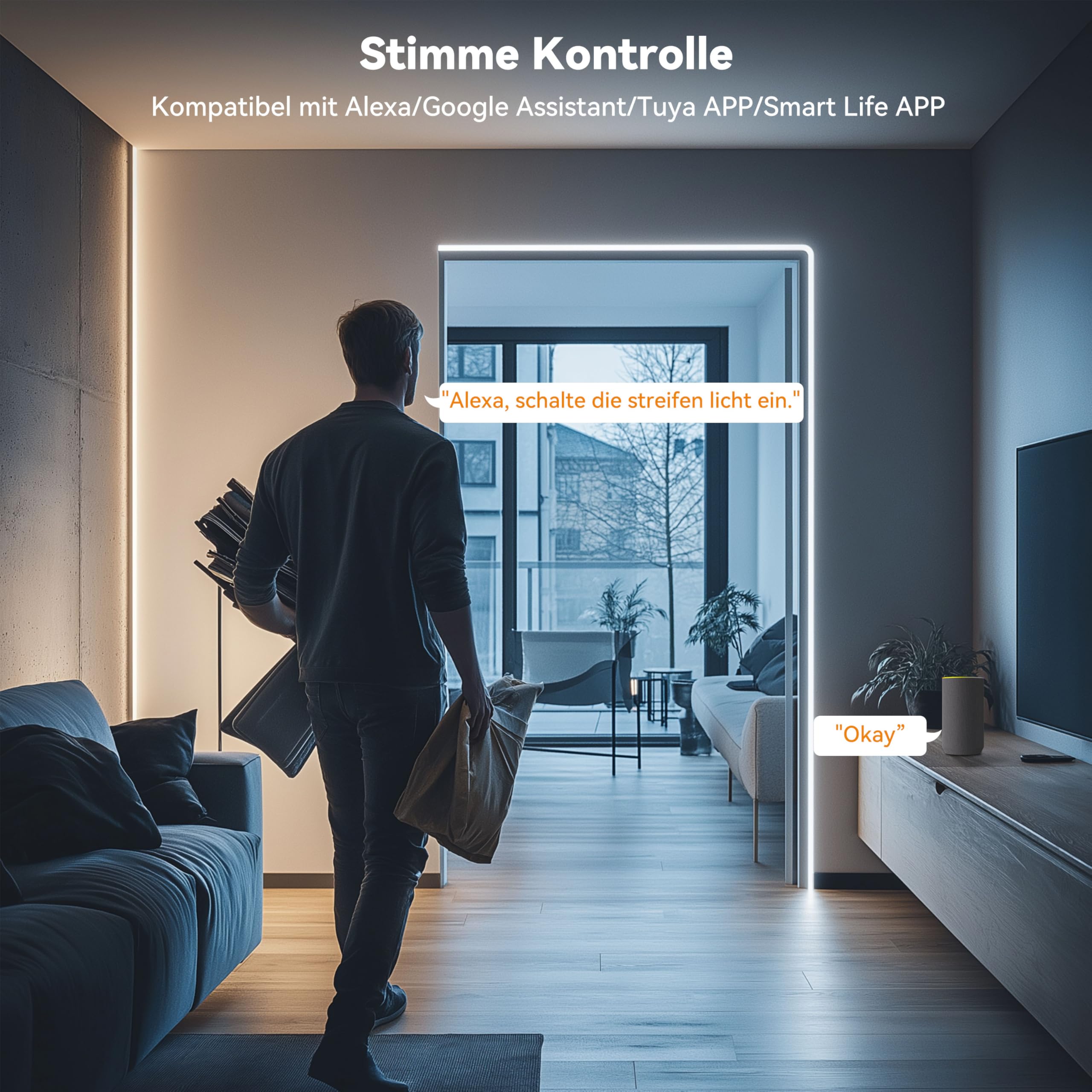 PAUTIX COB LED Streifen CCT LED Strip 10M,Abstimmbarer Weiß 2700K-6500K Smart LED Band Kit,Flexibles Dimmbar 24V LED Leiste Kompatibel mit Alexa/Google Assistent,10mm Steckverbinder für CCT COB
