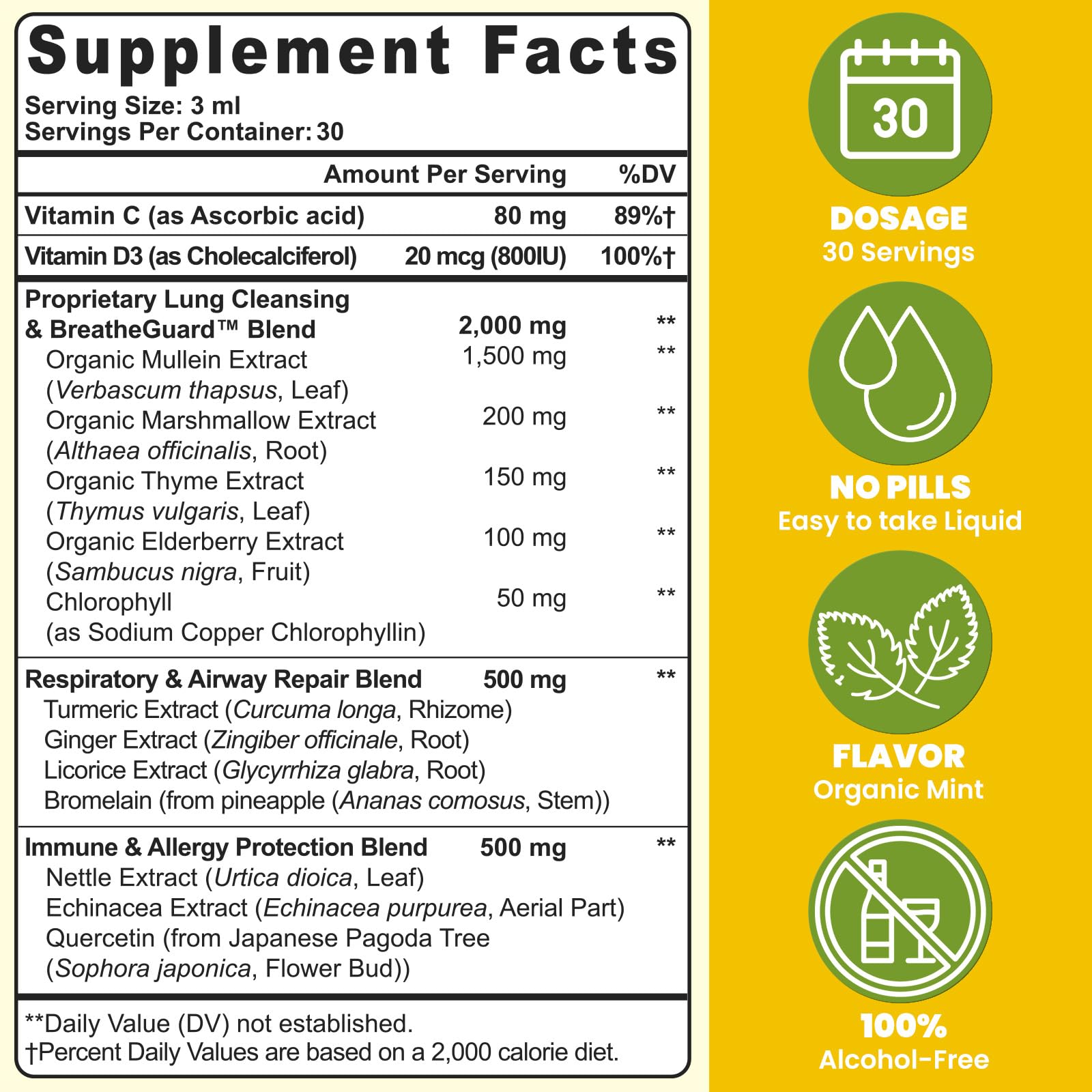 Mullein Drops For Lungs, Liposomal 14 In 1 Mullein - Lung Cleanse & Detox — Amazon image 2
