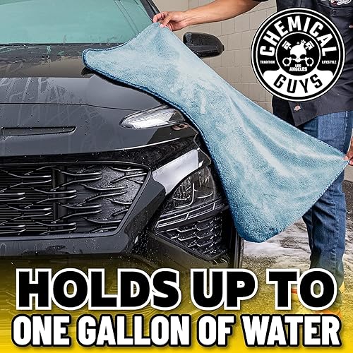 Miniatura 7 de Chemical Guys MIC1995GGB Mammoth Bundle  1 toalla de microfibra de color azul de mamut lanudo (36 x 25 pulgadas), 2 toallas de microfibra gris de