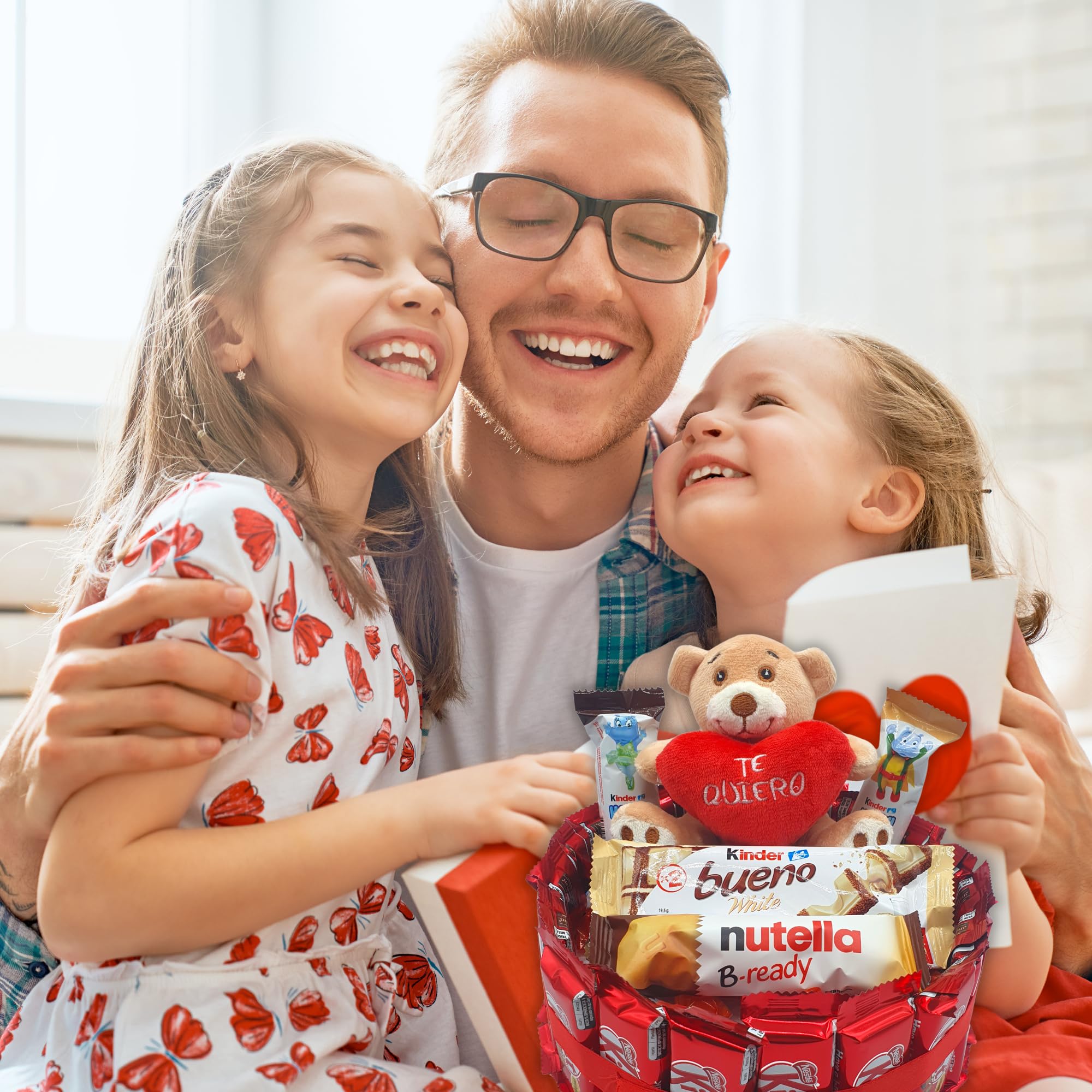 Tarte au chocolat Kit Kat + Ours LOVE - Cadeau pour la Saint-Valentin. Kinder Bueno, Kinder Chocolate, Happy Hippo - Tarte de 20 cm [IAMI]