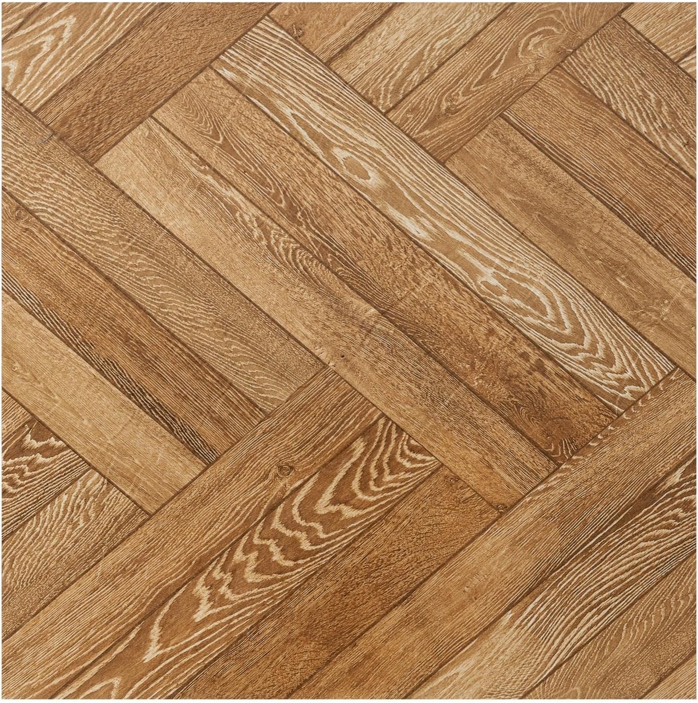 Blonde Herringbone Self-Adhesive Vinyl Floor Tiles, 12" x 12"