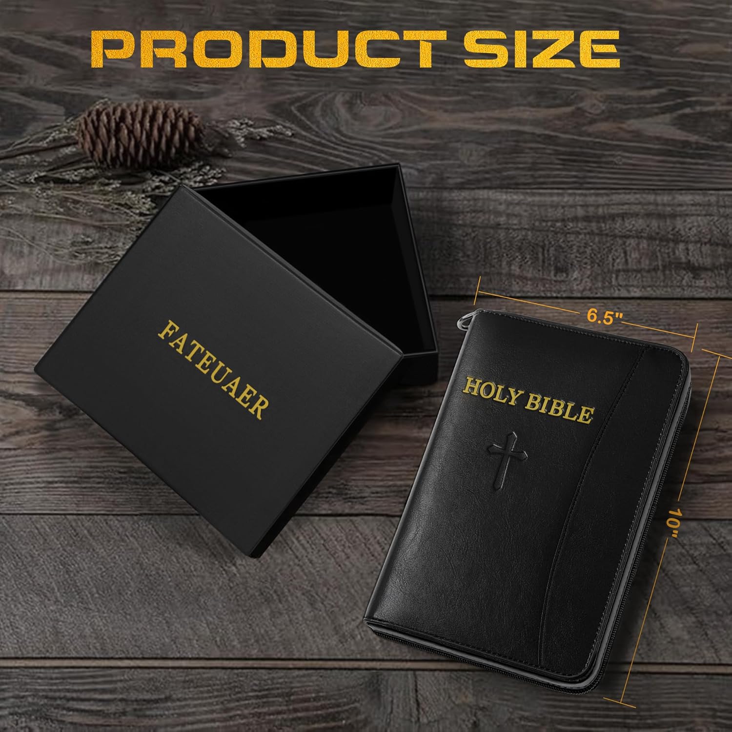 Concealed Carry Holster, Holy Bible Leather Gun Bags, Lockable Soft Pistols Case, Hidden Gun Storage, Book Gun Case for 9mm& Glock&1911 Small Handguns, Perfect Way to Hide Gun