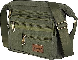 storite Canvas Sling Crossbody Messenger Bag for Men & Women Multi-Pocket One-Shoulder Travel Bag with Adjustable Strap (Olive - 27 x 10 x 23 Cm)-picture-44