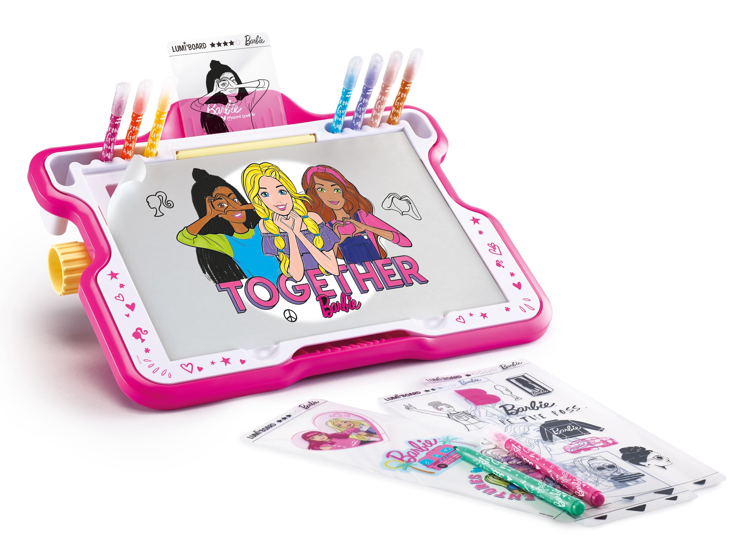 Maped Creativ - Barbie Lumi Board - Stół do rysowania ze światłem - Kolekcja Creativ - 30 szablonów Barbie - Zawiera osłonę słoneczną i markery - od 5 lat