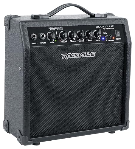 Rockville G-AMP 20W Guitar Amplifier Combo Bluetooth Delay Dual Guitar Inputs