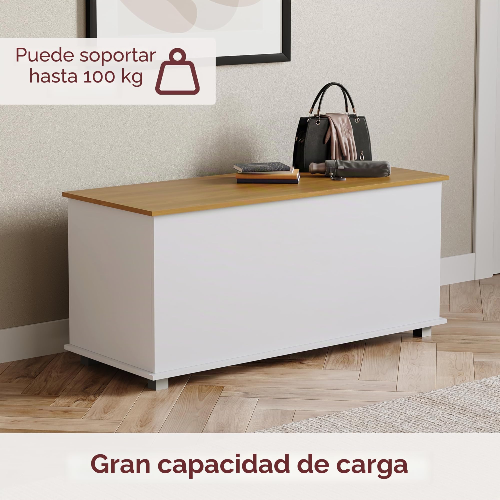 Vida Designs Arlington - Otomana de Almacenamiento, baúl de Madera con Tapa, Asiento, Taburete, Banco de Ventana, Mantas, Ropa de Cama, Caja de Juguetes, reposapiés, Color Blanco