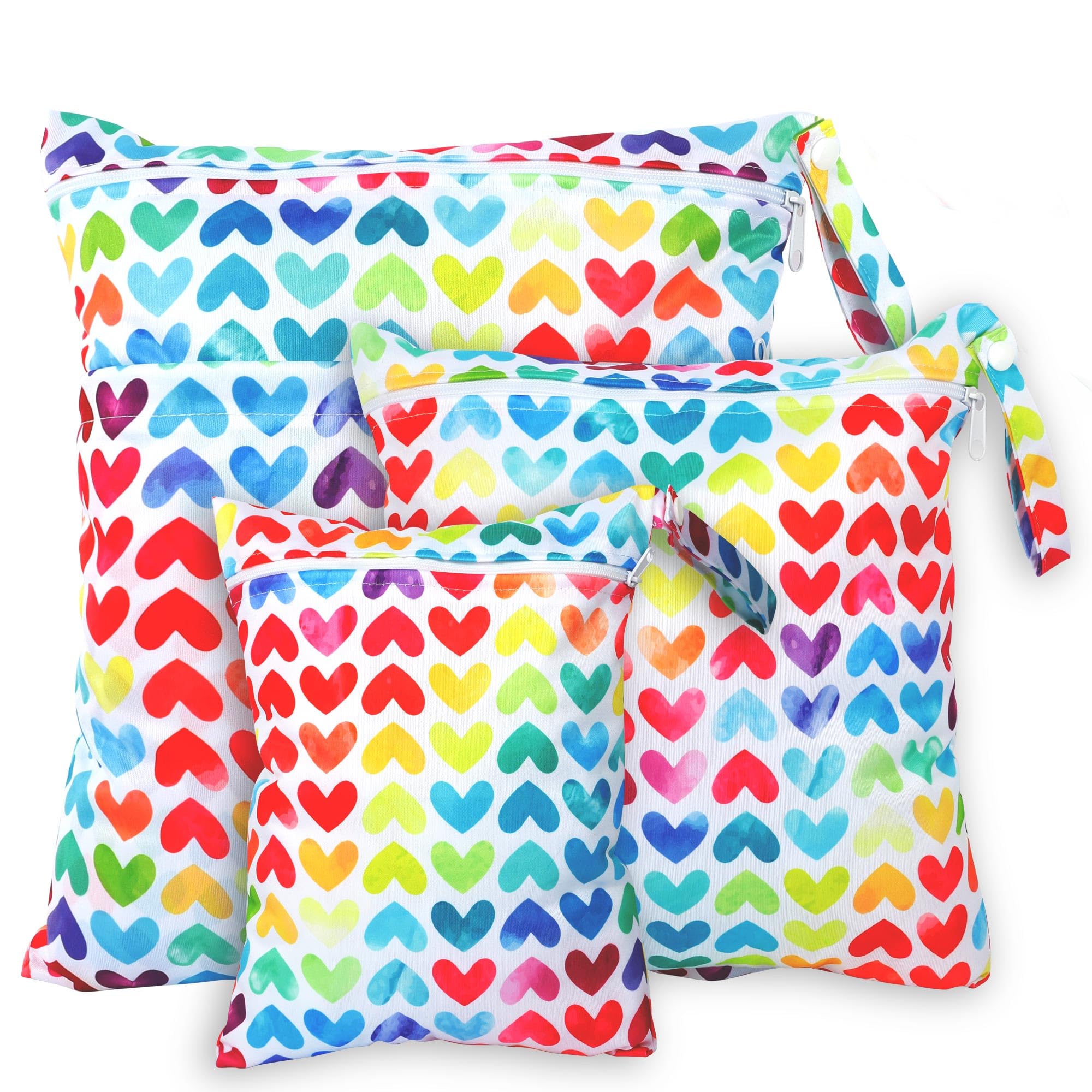 Rinfency 3 Stück Wetbag Groß Kindergarten für Baby Personalisiert Nappy Bag, Lässig Nasstasche Wechselwäsche Schwimmsachen wasserdichte Windeltasche, Klein Bikini Wet Bag Schwimmen Set (rosa)