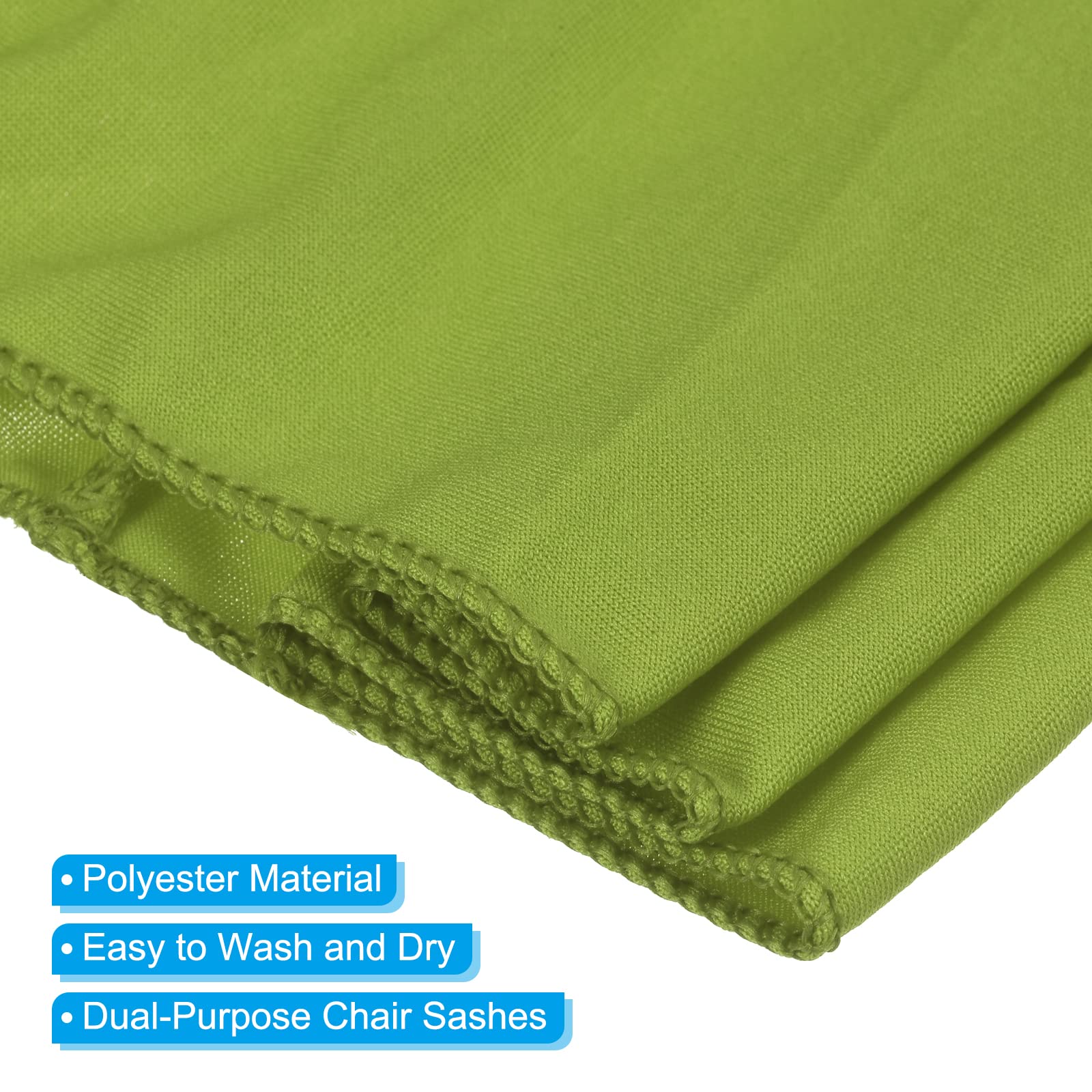 PATIKIL 13" x 5" Stretch Chair Sashes Bows, 10 Pack Elastic Chair Bands Sashes with Buckle Slider for Wedding Banquet Decorations Green - Image 3