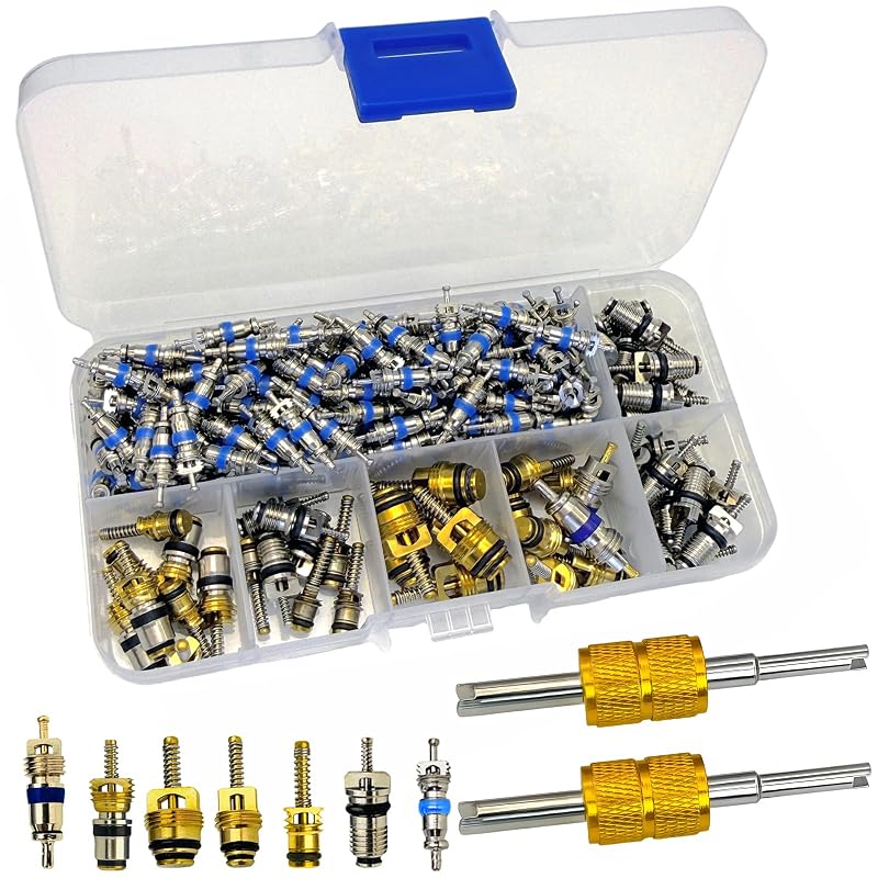 Kit com 132 peças para reparo de válvula Schrader de ar-condicionado R410/R32/R22/R134a VOTNMIC com ferramentas removedoras e instaladoras