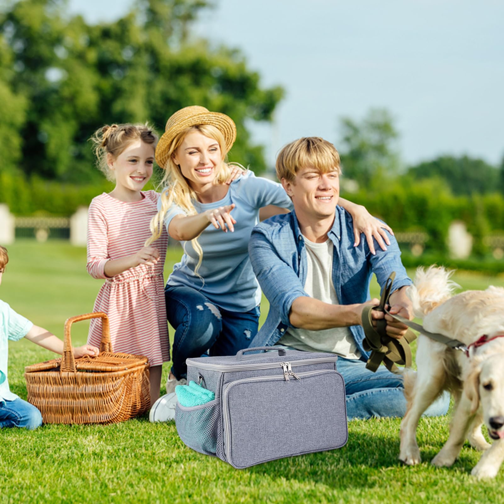 Bolsa de aseo para perros, ideal para perros, aspiradoras y accesorios de aseo – Los animales grises están perfectamente en el compartimento principal, mientras que un gran espacio