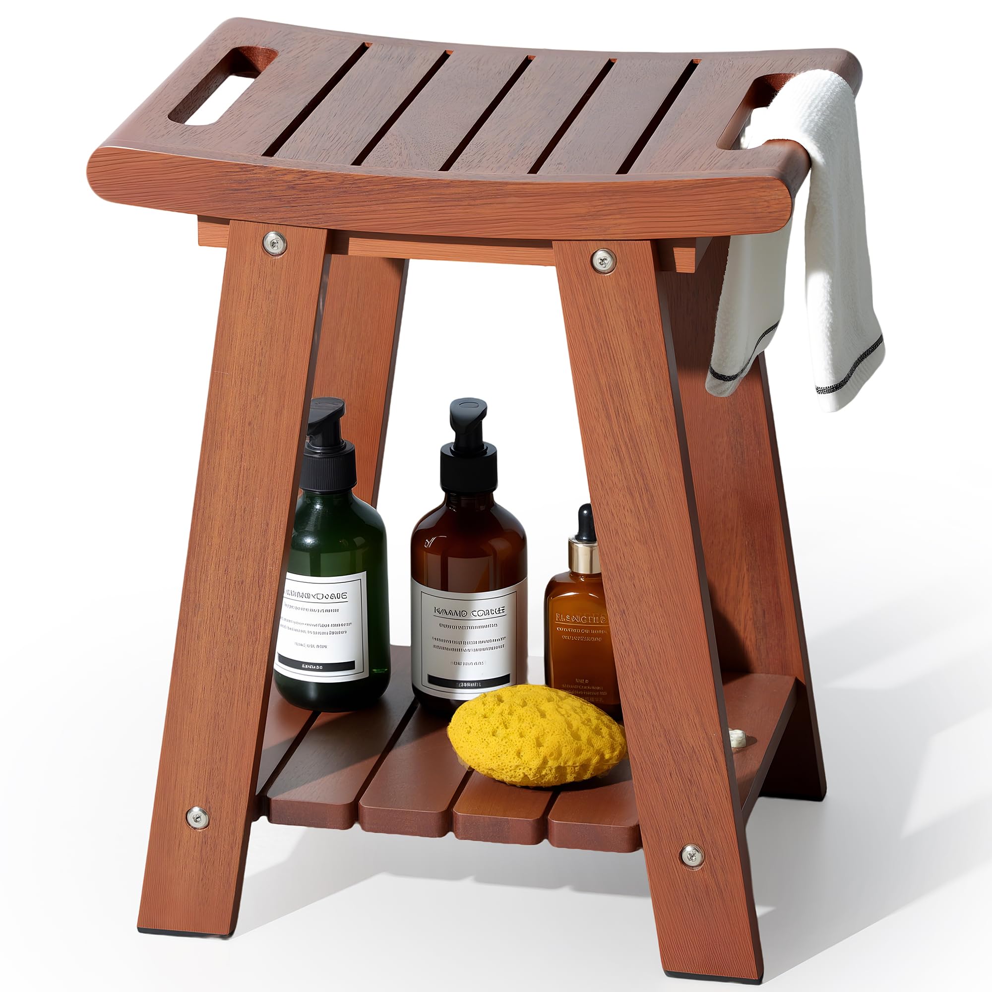Photo 1 of KEGII Teak Shower Bench with Shelf