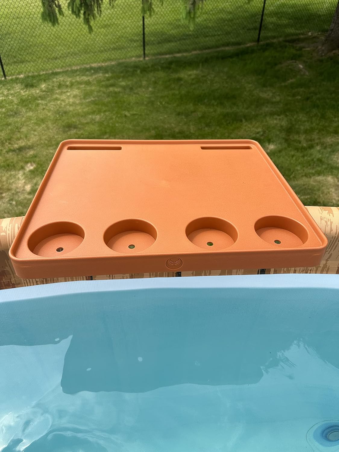 Adjustable Poolside Table – Portable Above‑Ground Pool Serving Tray with 4 Cup Holders & Phone Slots, UV‑Resistant Outdoor Patio Deck Bar for Drinks, Snacks, BBQ & Backyard Parties