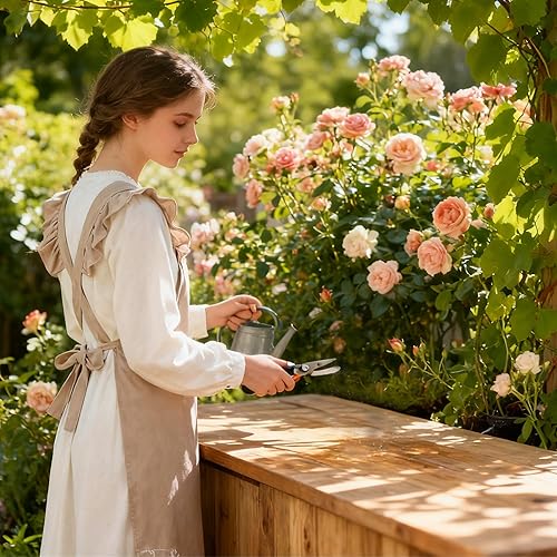 Miniatura 6 de Delantal vintage para mujer con bolsillos, delantales de chef personalizados con nombre para cocina, cocción, hornear, jardinería