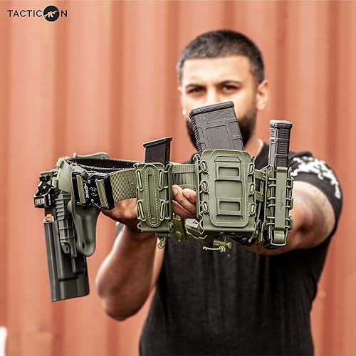 Vista 11 de Tacticon Cinturón de batalla V2 – Cinturón táctico ajustable Molle con hebilla de liberación rápida de metal – Hecho de nailon 500D resistente