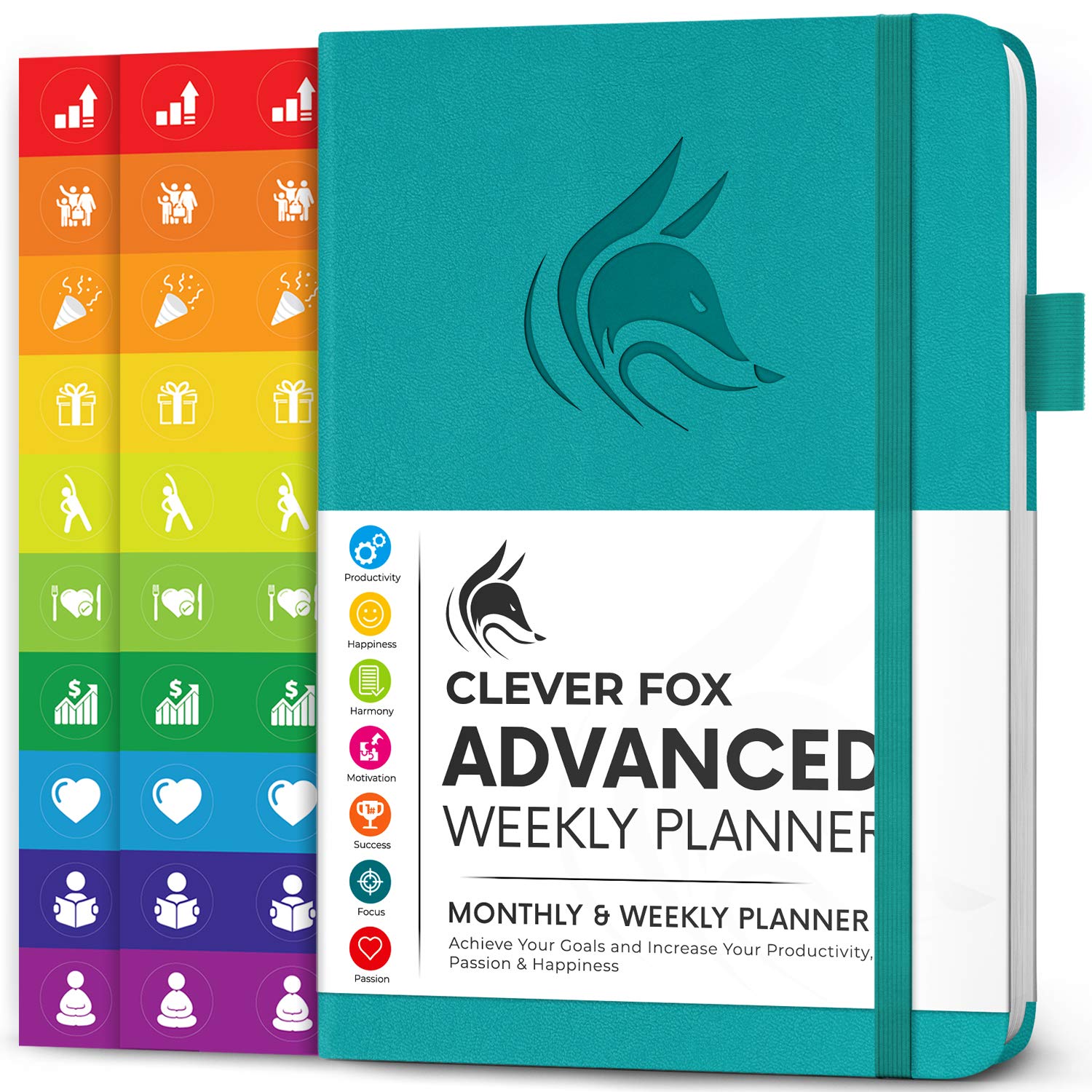 Clever Fox Advanced Weekly Planner – Undated Weekly & Monthly Life Goal Planner for Daily Productivity, Time Management and Hit Your Goals – Day Organizer Journal – Hardcover A5, Turquoise