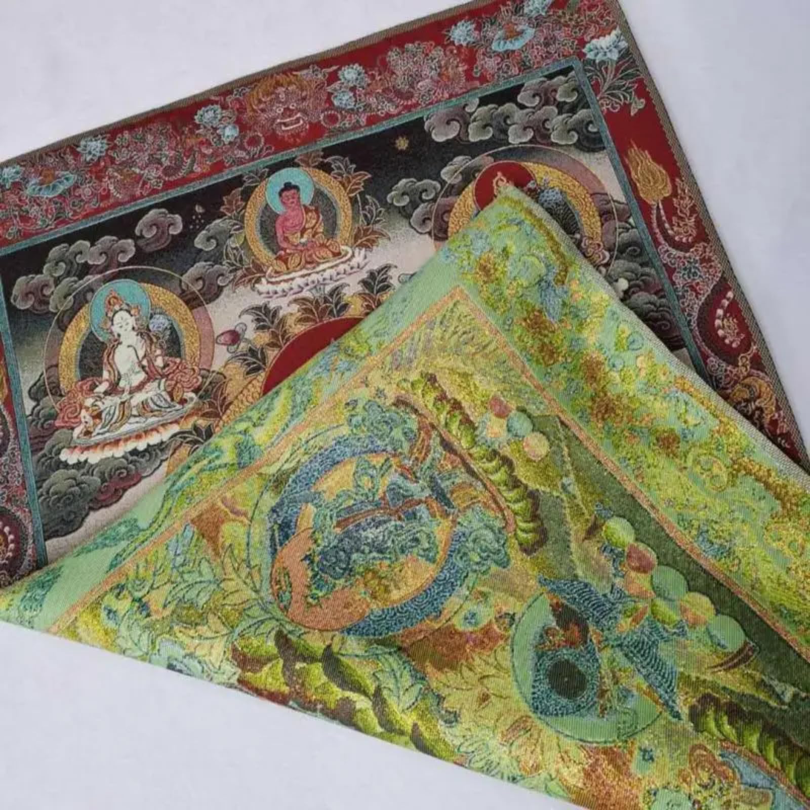 FENNYYAR Tibet tibetano Thangka, 90 cm, panno di seta 4 braccia Guanyin Kwan-Yin Tangka murale