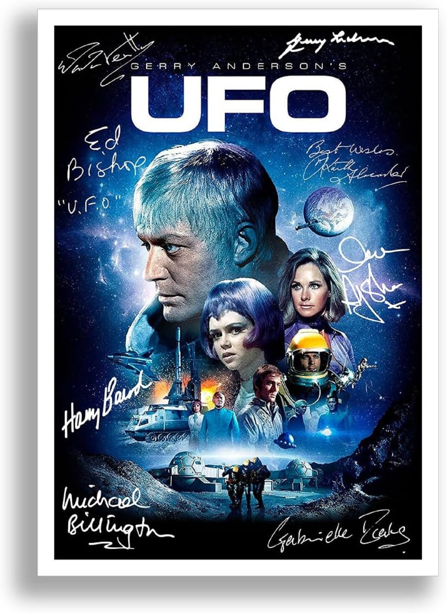 UFO Cast Signed Autograph A4 Poster Photo TV Show Series Season Framed Memorabilia Gift Gerry Anderson (A3 POSTER ONLY)
