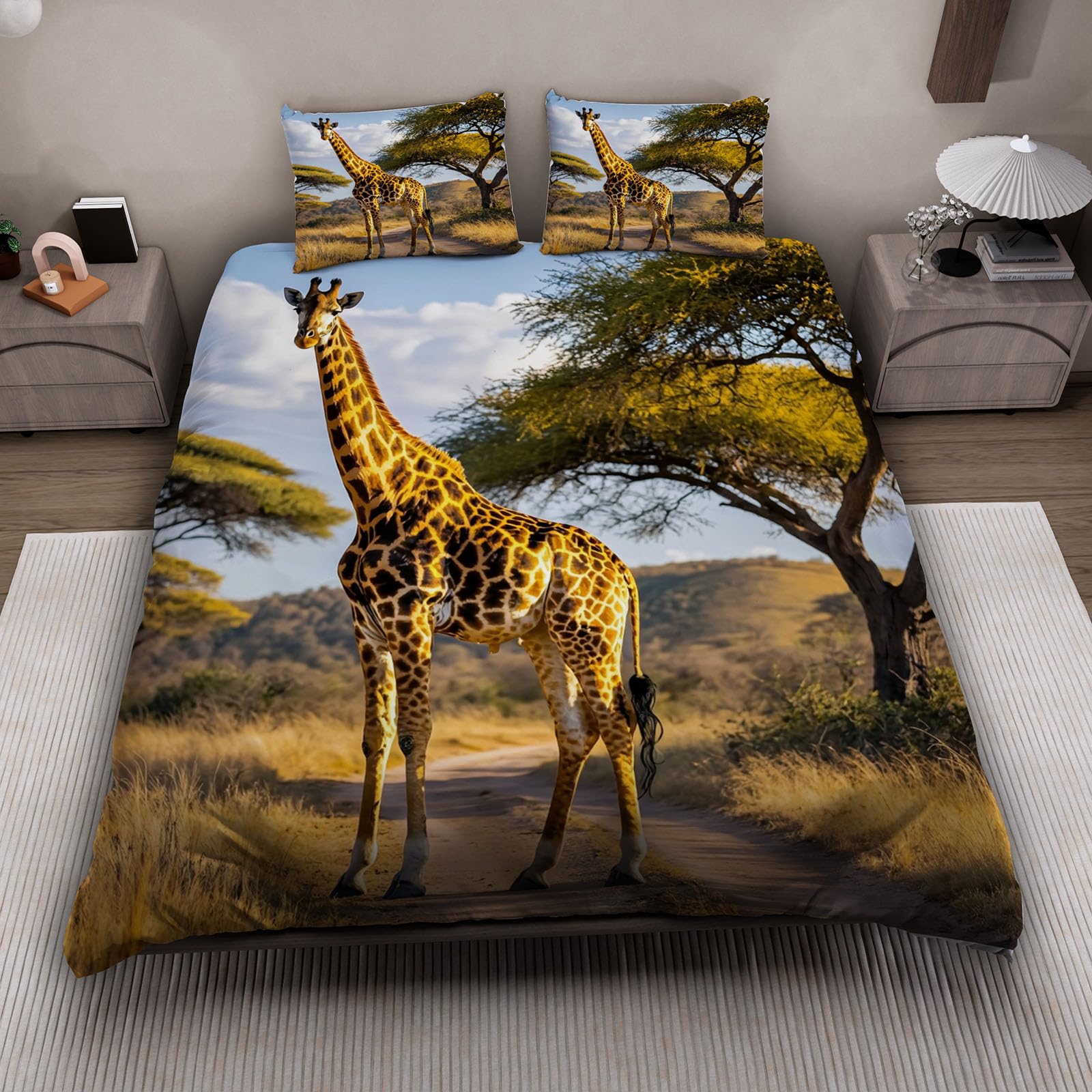 MARBRE 3D Bettwäsche Giraffe 135x200 cm 4teilig Kinderbettwäsche（LXL 1-7