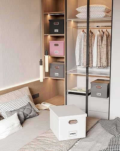 Vista 88 de Organizador de archivos en paquete de 2, caja archivadora portátil con tapa, compatible con carpetas tamaño carta/legal, organizador de documentos