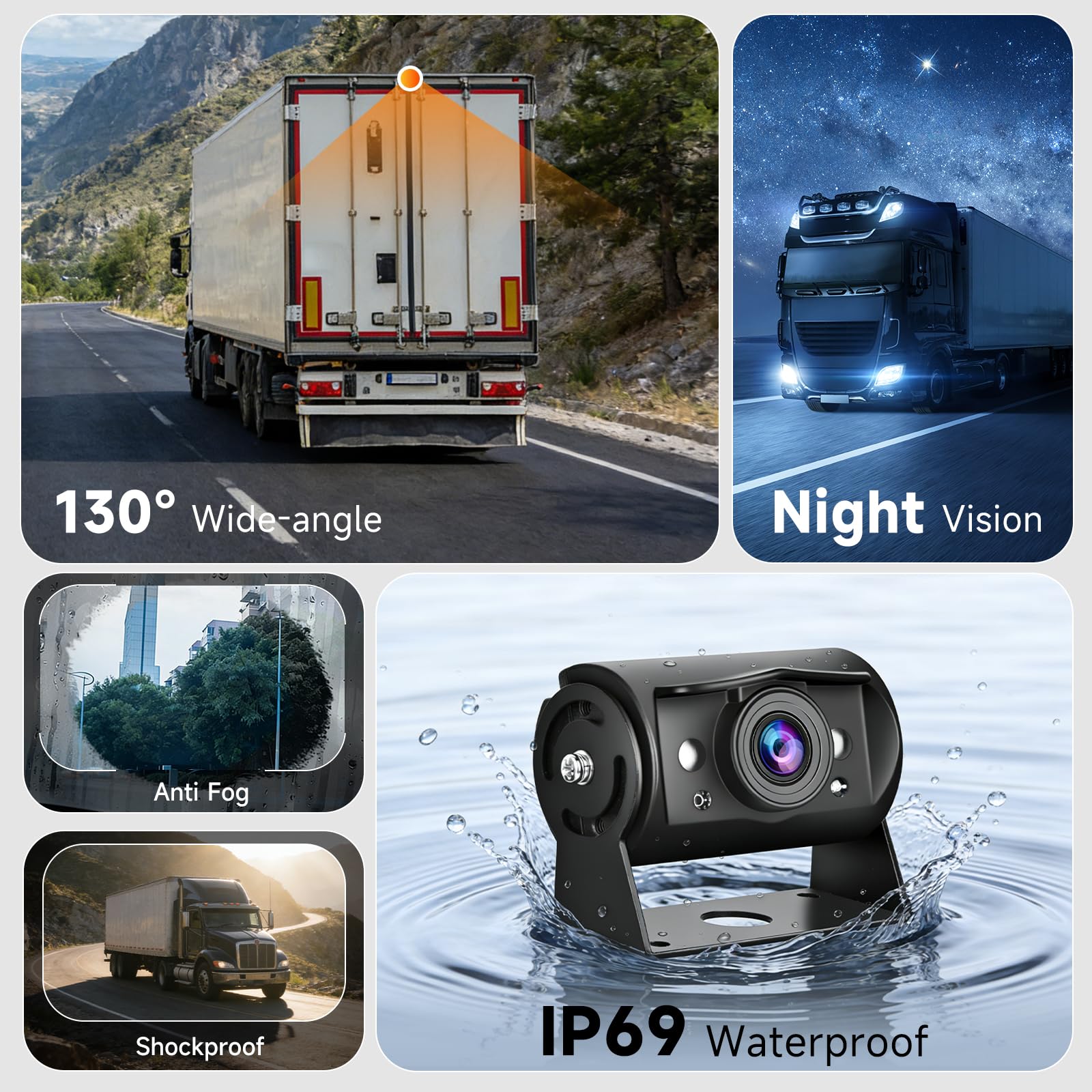 Hodozzy Cámara de Marcha Atrás Kit con 1080P Pantalla 7 Pulgadas IPS Monitor para Cámara de Visión Trasera de Visión Nocturna y Impermeable IP69, Conector de Aviación Cámara Cable 12V-24V para Camión
