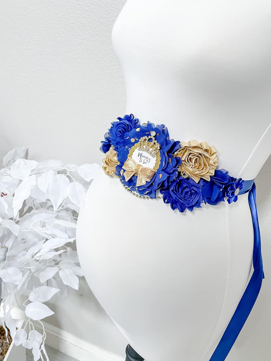 Prince Baby Shower Mommy To Be Sash & Daddy To Be Pin – Royal Blue and Gold Maternity Corsage Set, Baby Shower Decorations, Gender Reveal Party Keepsake