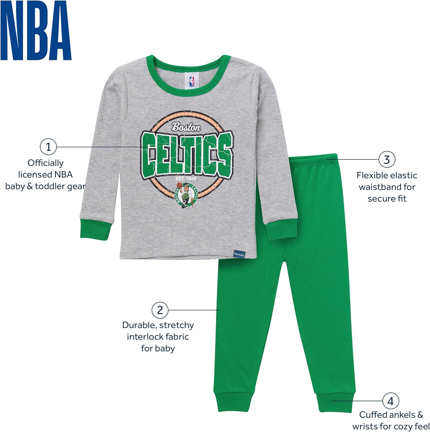 Gerber unisex-baby Nba Team Snug Fit Cotton Pajamas - Image 6