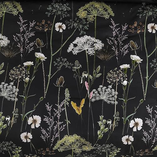 Miniatura 4 de Yiran Juego de edredón floral tamaño completo, juego de ropa de cama botánica de planta de diente de león negro, 7 piezas de cama de verano en una