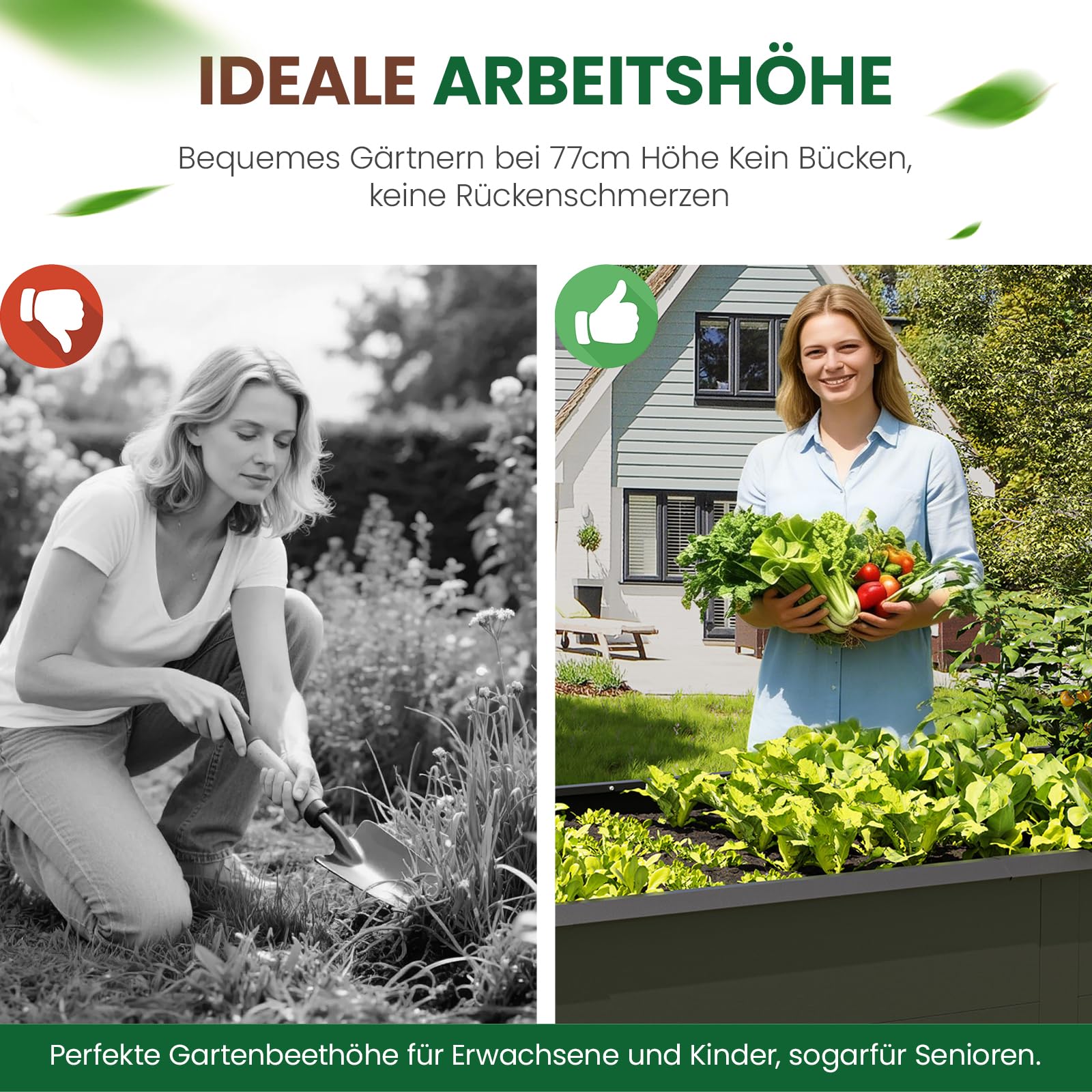 UDPATIO Hochbeet Metall XXL 200x100x77 cm, Stabiles Hochbeete-Kit mit verstärkten Innenstreben – Wetterfestes Gartenbeet mit offener Bodenstruktur, Gemüsebeet & Blumenbeet für Garten, Anthrazit