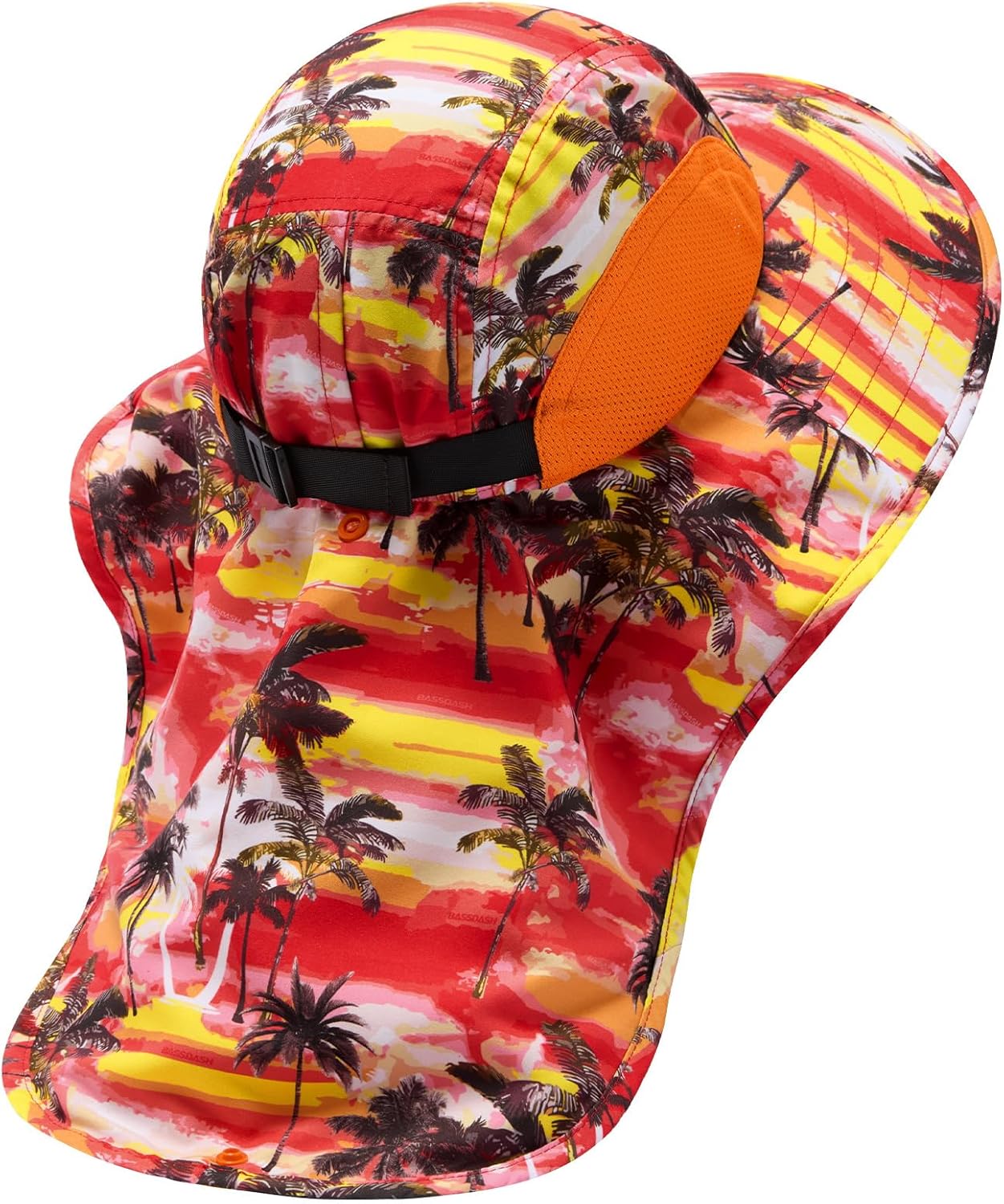 BASSDASH UPF 50+ Unisex Water Resistant Wide Brim Sun Hat with Large Neck Flap Ponytail Fishing Hat for Men Women