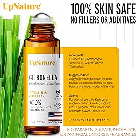 UpNature Citronella Oil Roll On - 100% Natural Citronella Essential Oil for Skin - Camping Essentials