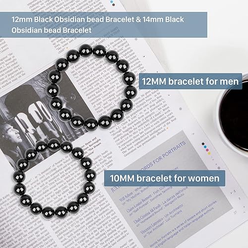 Miniatura 5 de Protection Bracelet-Natural Black Obsidian bracelet for men women- Bring Good luck &Happiness Bracelet- Handmade Bead Stone Crystal Bracelets (10MM