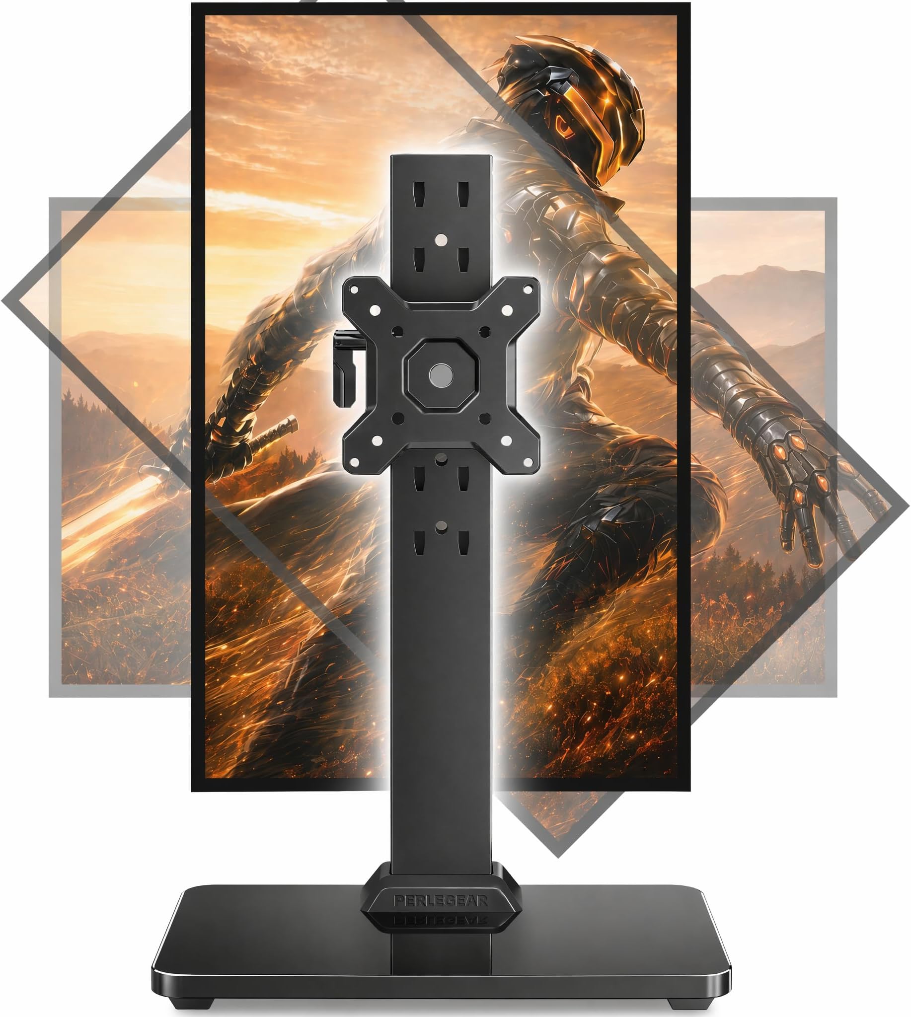 Single Monitor Stand for 13โ34 inch Screens up to 44 lbs | Heavy-duty steel, swivel, tool-free tilt, 360ยฐ rotation, 5 height settings, cable management, max VESA 100x100mm, home office