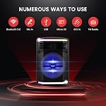 Pyle Portable Party Speaker - 600W Bluetooth Karaoke Boombox with Disco Lights, Great for Parties, Rechargeable Battery, MP3/USB SD Card Reader