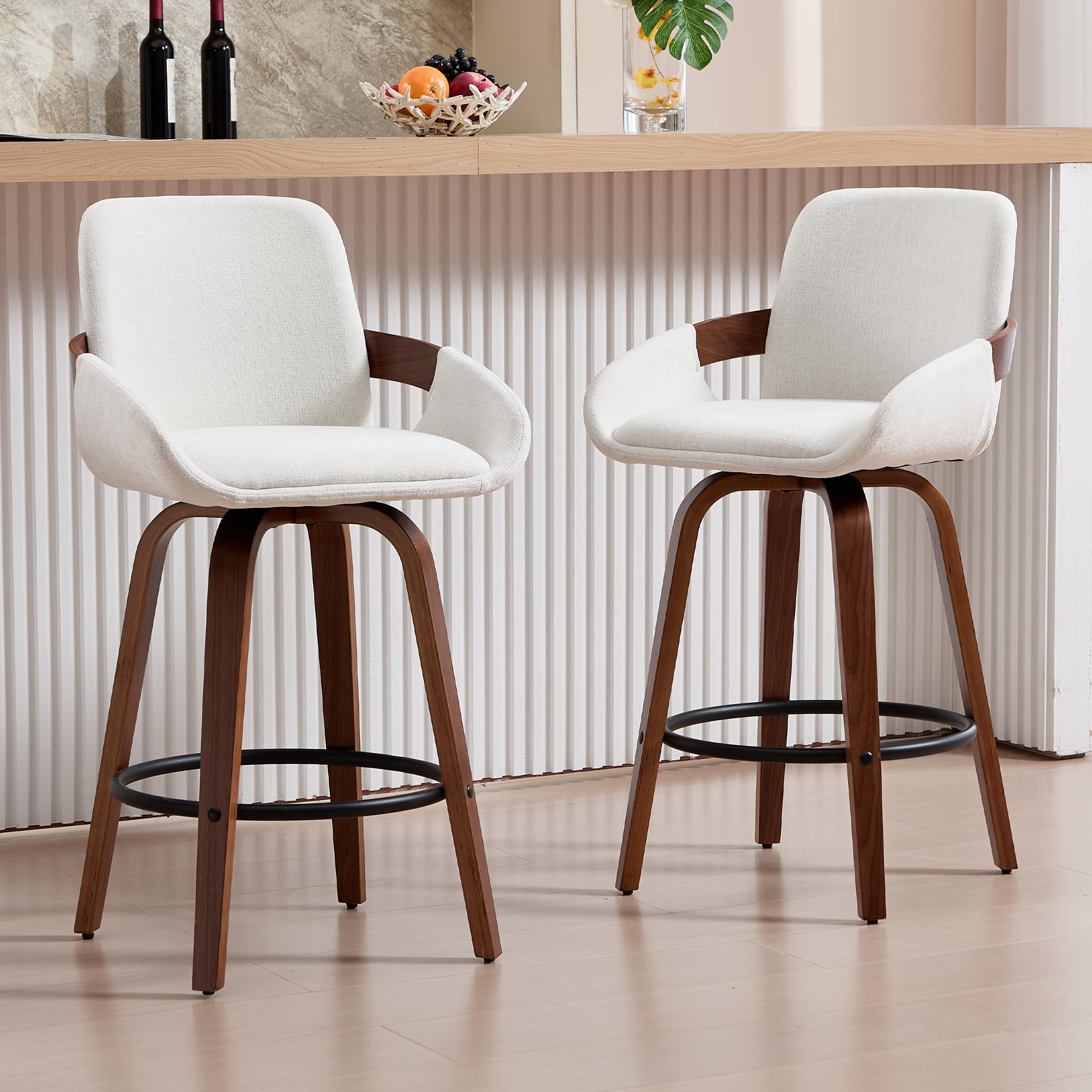 Amazon.com: VipDesk Beige Fabric Swivel Bar Stools with Back