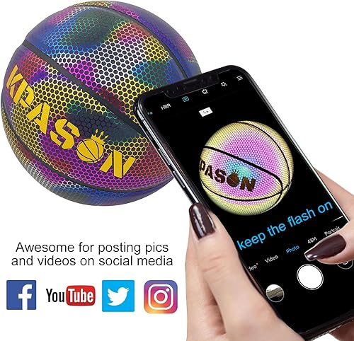 Miniatura 11 de Baloncesto holográfico – Tamaño 5 (27.5 pulgadas), tamaño 6 (28.5 pulgadas), tamaño 7 (29.5 pulgadas), para interiores y exteriores, balón de cuero