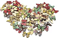 Vista 1 de Botones de madera, diseño retro en forma de mariposa, botón decorativo de dibujos animados, novedoso mixto redondo 2 agujeros botones para coser