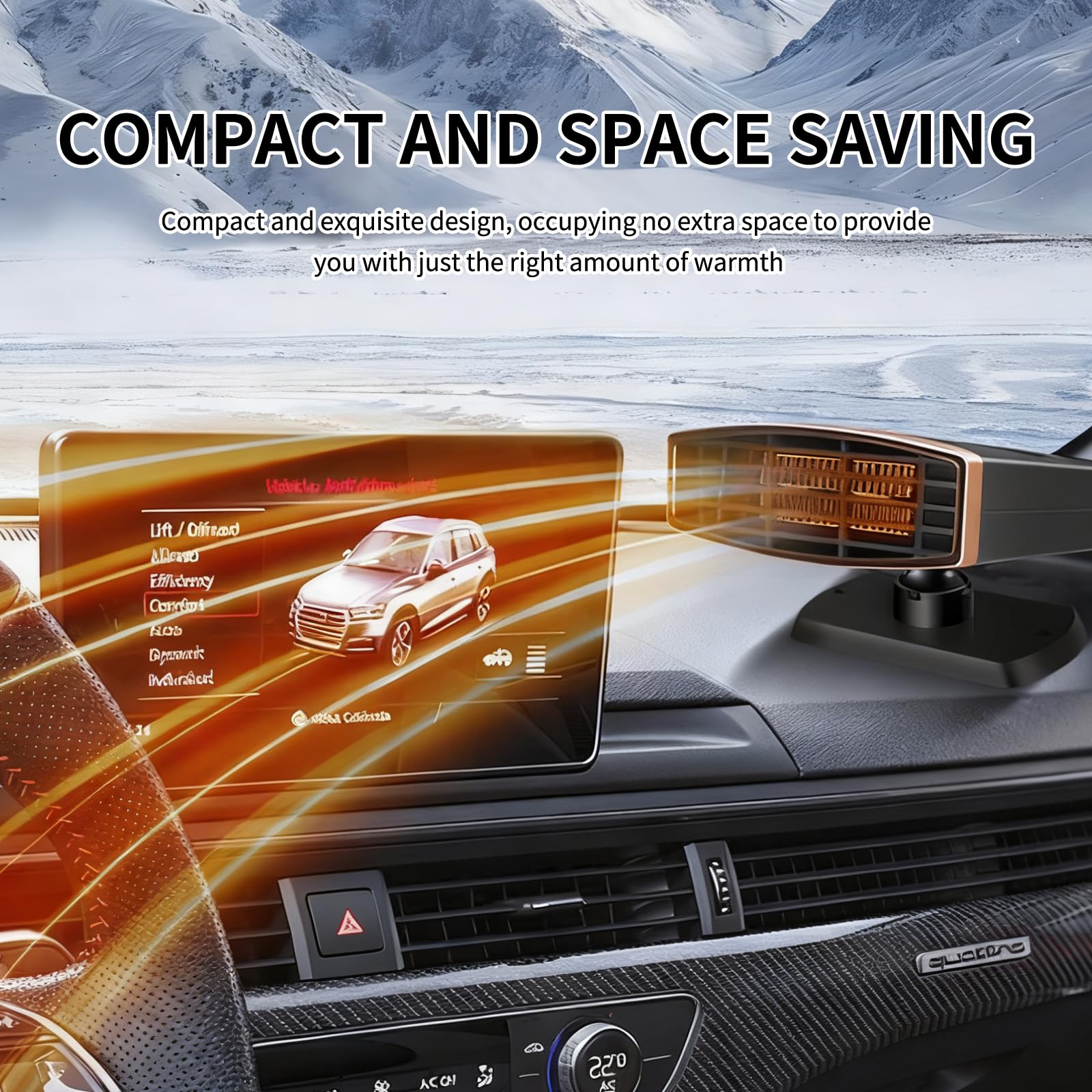 DAZZTIME Chauffage de Voiture,Dégivreur de Voiture,Chauffage pour Voiture,Chauffage et Dégivreur avec Radiateur Soufflant 2 en 1,Chauffage Portable pour Véhicule,Chauffage de Voiture pour l'hiver