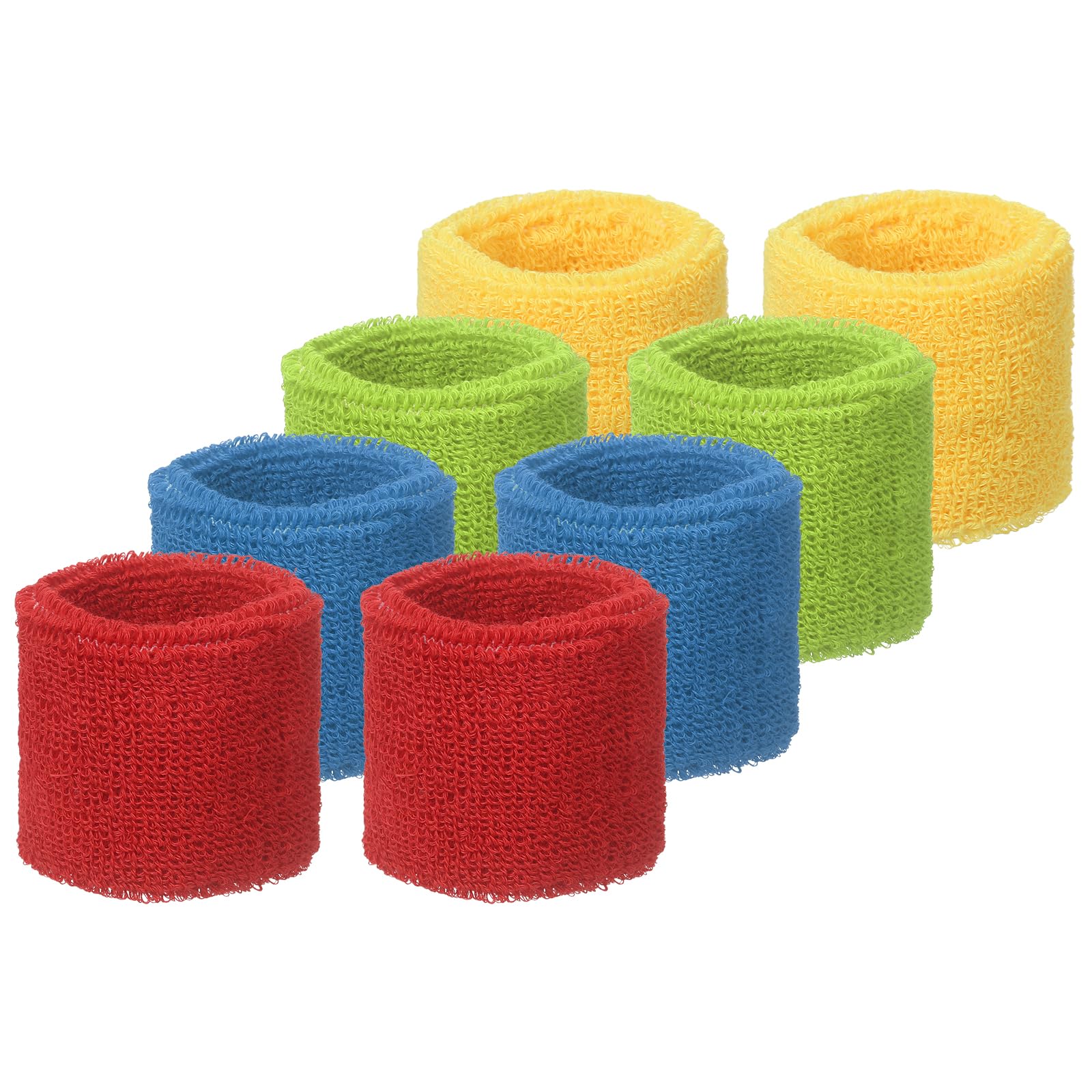 YELARXI Wristbands Sweatbands, Sports Wrist Bands Moisture Wicking Absorbent 3 x 2" & 8 Pack & Classic Colors - Fit For(Tennis/Basketball/Running/Workout/Youth/Men/Women)